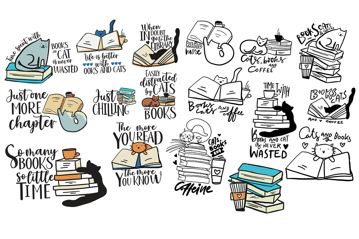 Coffee books and cats illustrations, an Animal Illustration by Veronika M (Photo 2 of 4)