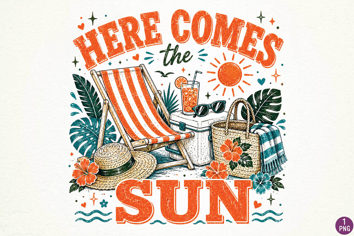 Retro Summer Beach Sublimation, a Seasonal Illustration by DreamPrint404 (Photo 1 of 6)