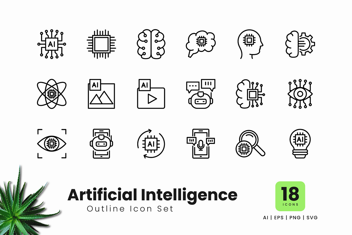 Artificial Intelligence Outline Icon, an Outline Icon by Zeer Graphic