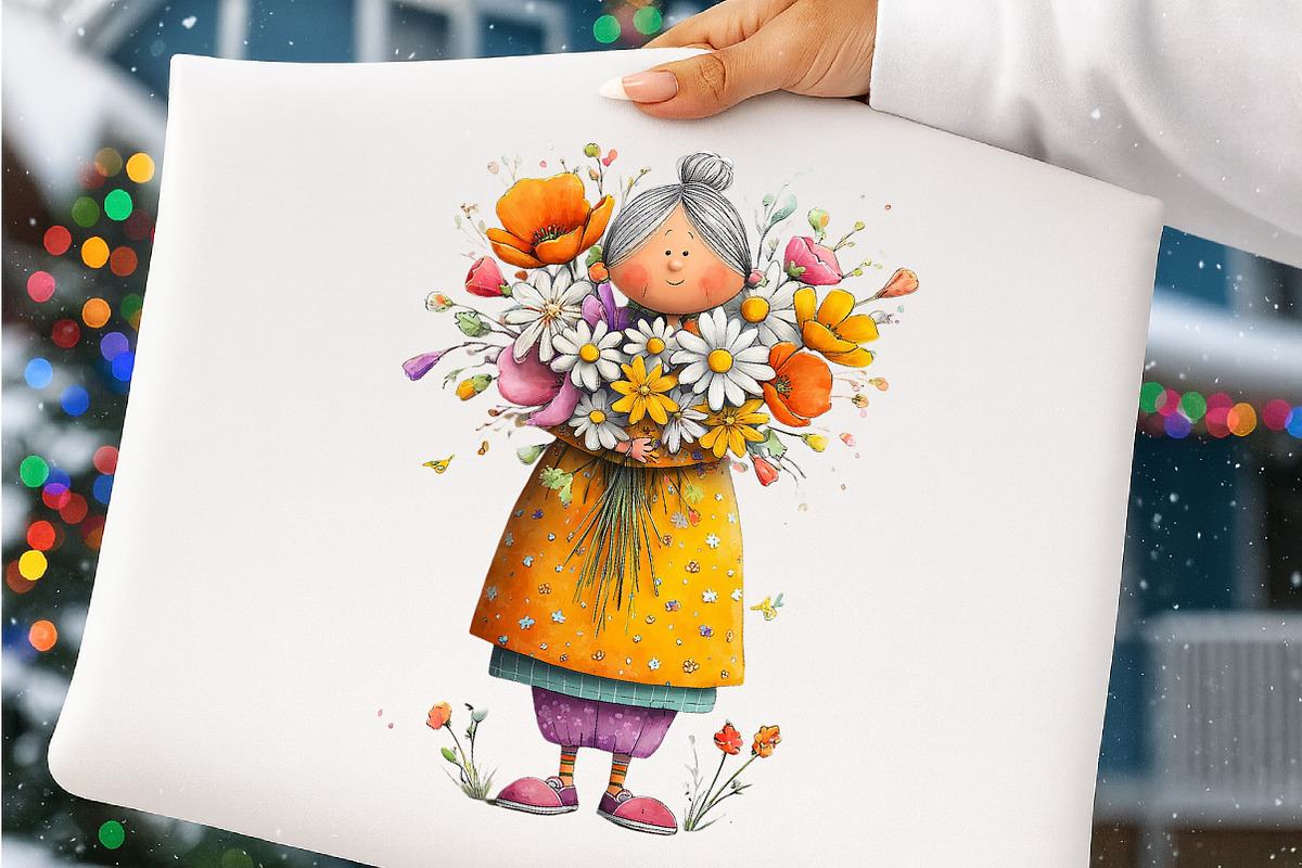 Whimsical spring garden grandma clip, an Illustration by SinaCreation (Photo 9 of 11)