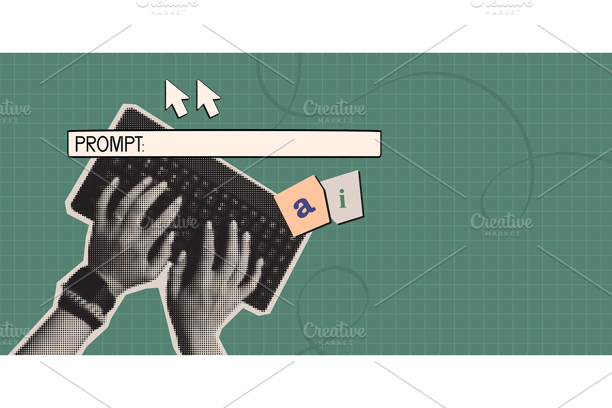 Ai collage poster, halftone texture, a Technology Illustration by art PVP - market