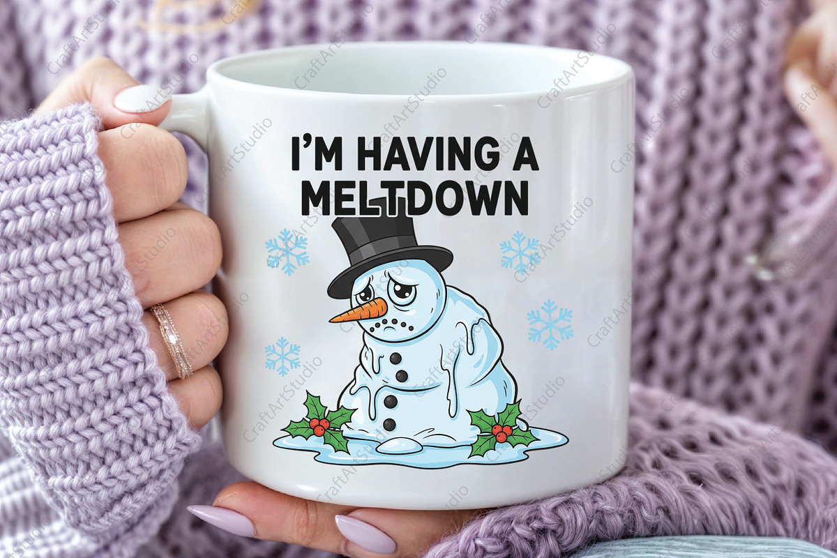 Funny Melting Snowman PNG Christmas, an Illustration by CraftArtStudio (Photo 3 of 4)