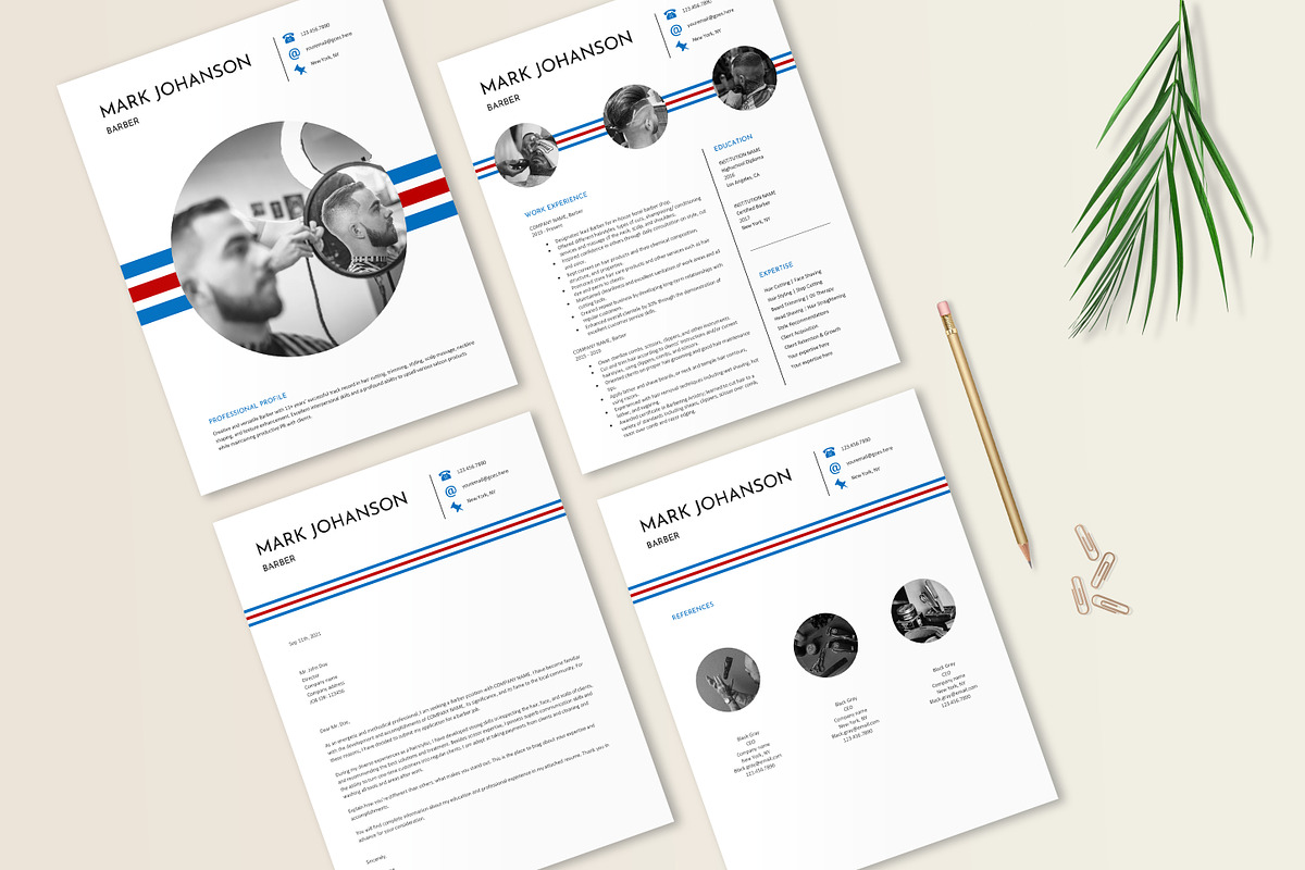 Barber Resume Template Design, a Resume Template by Stanin Studio (Photo 7 of 10)