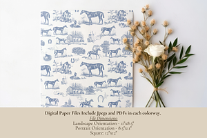 Equestrian Toile De Jouy Pattern