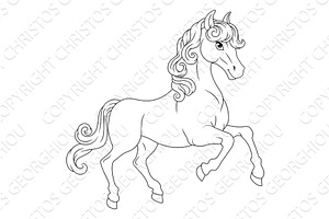 Horse Cartoon Cute Animal Character, an Animal Illustration by Christos Georghiou
