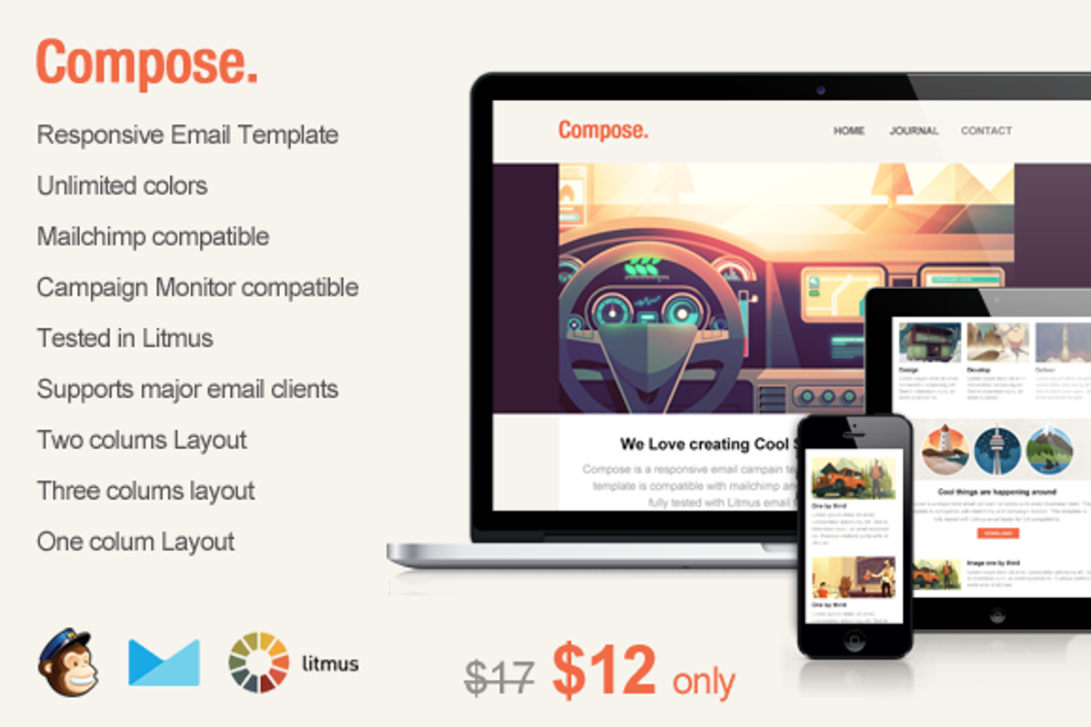 Compose - Responsive Email Template, a Templates & Theme by Surjith SM (Photo 1 of 2)