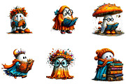 Bookish Ghost Friends Halloween, a Seasonal Illustration by CreationArt (Thumbnail 4 of 5)