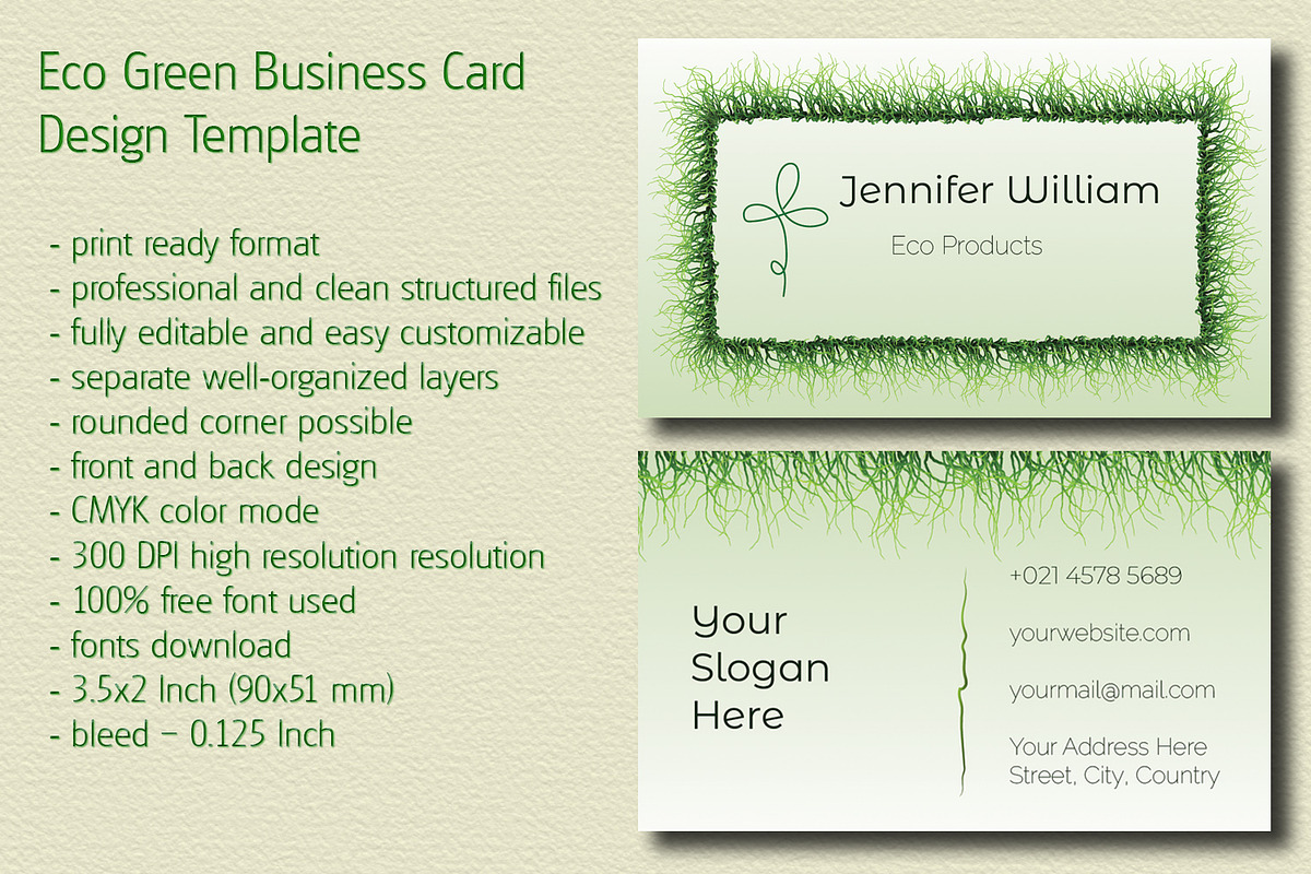 Eco Green Business Card Design, a Business Card Template by Kseniya-Omega (Photo 1 of 4)