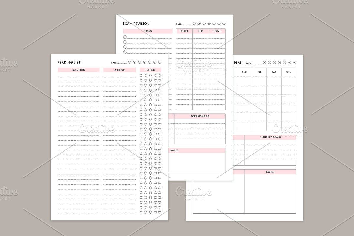 5 Study Planning Pages Set V-18, a Stationery Template by shahsoft (Photo 3 of 3)