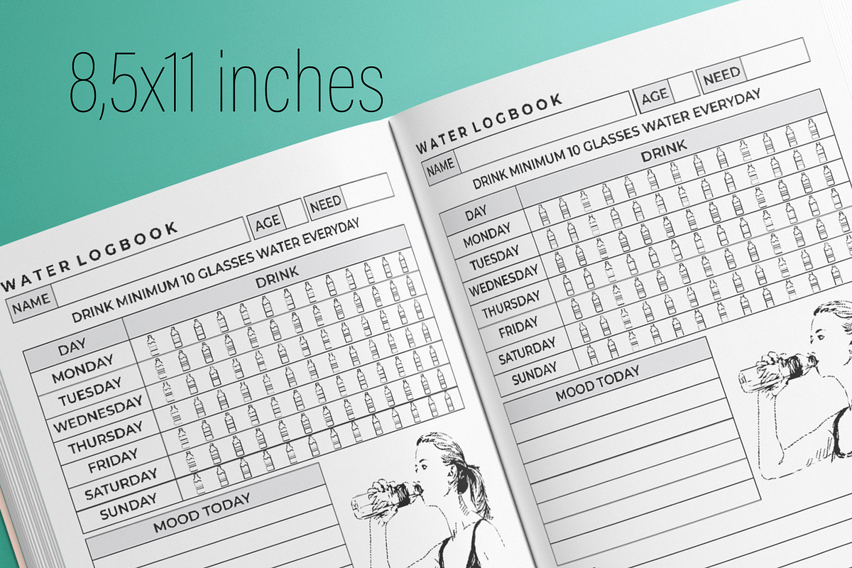 Water Logbook KDP Interior, a Templates & Theme by MatiArtShop (Photo 2 of 2)