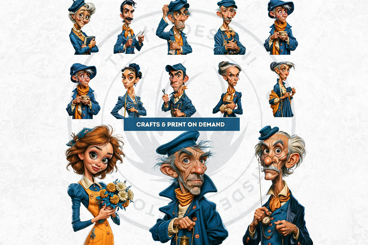 Teal Whimsy Borough Quirky Cliparts, a Person Illustration by ThatsDesignArt (Photo 7 of 10)