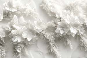 A serene and elegant arrangement of white floral designs, showcasing intricate, a Background Photo by ImageMir