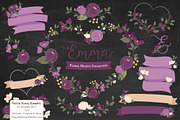 Plum Flower Heart Clipart & Vectors, an Illustration by Amanda Ilkov (Thumbnail 2 of 5)