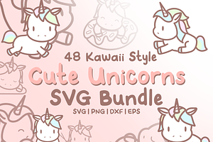 Kawaii Unicorns SVG Illustrations