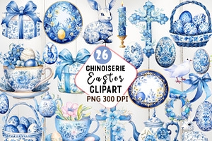 Watercolor Chinoiserie Easter Clipar, an Illustration by Watercolor design