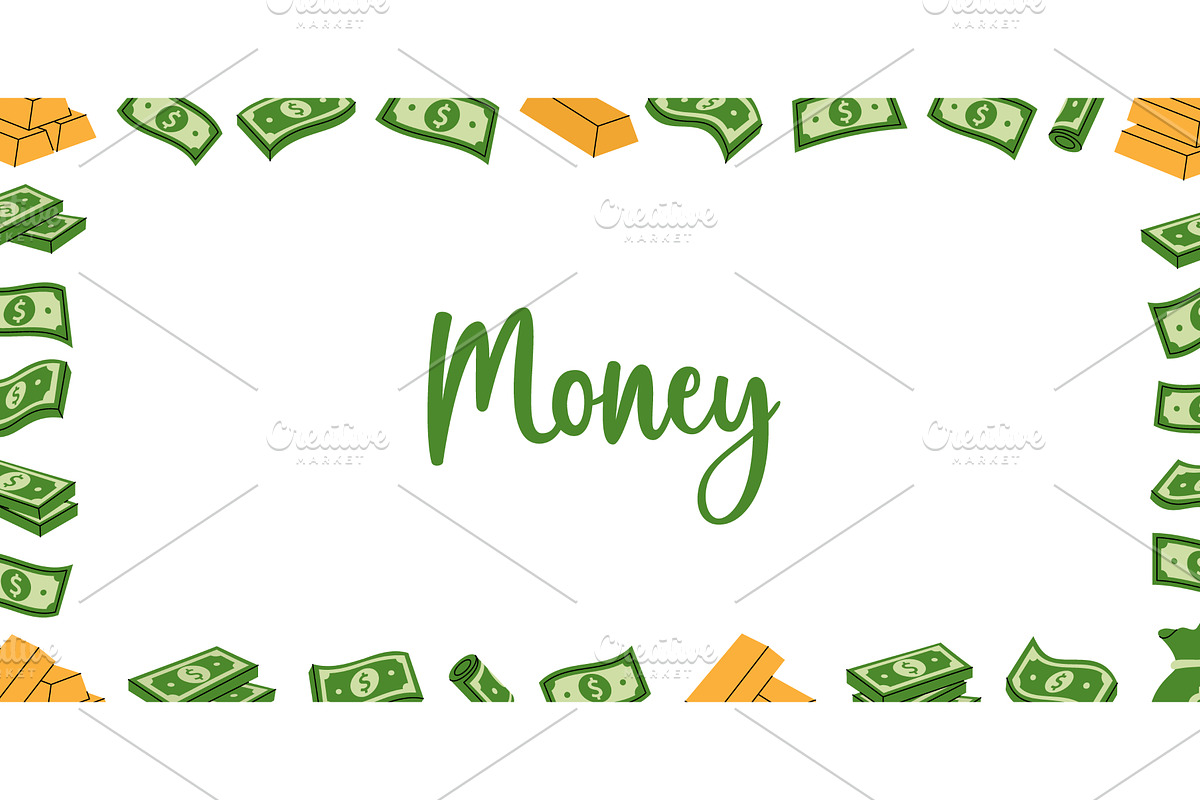 Money dollar cash horizontal outline, a Finance Illustration by GraphiShop