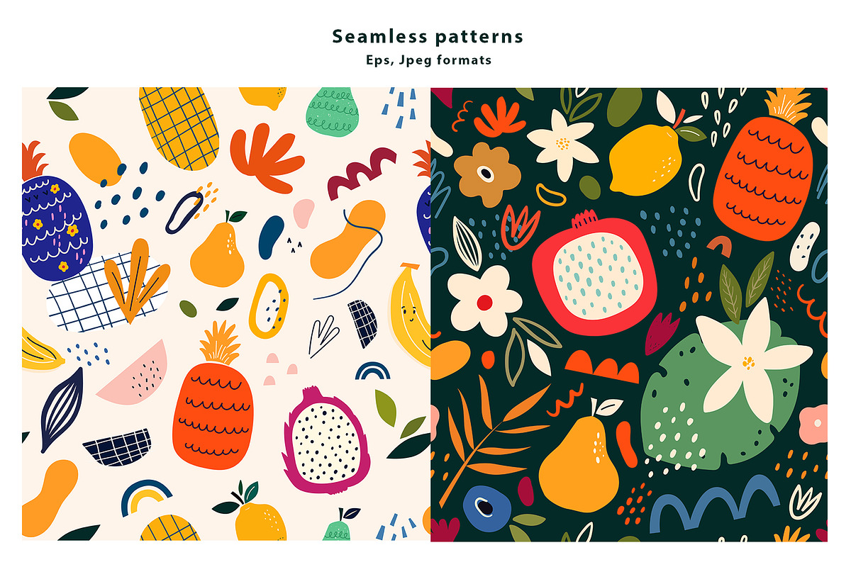 Fresh seamless patterns + posters, a Decorative Illustration by MoleskoStudio (Photo 13 of 21)