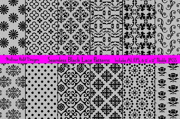 Seamless Black Lace Patterns preview 7