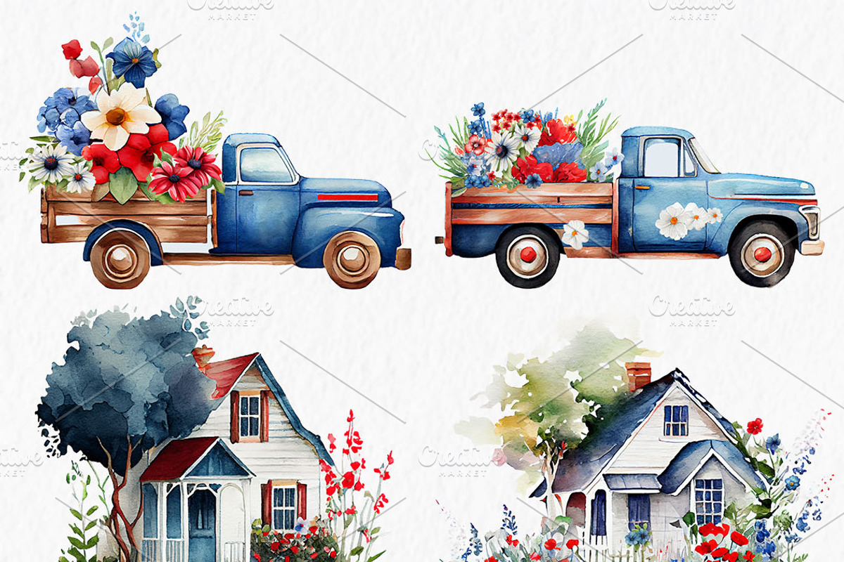 Fourth of July Watercolor Clipart, an Object Graphic by MyLittleMeow (Photo 2 of 7)