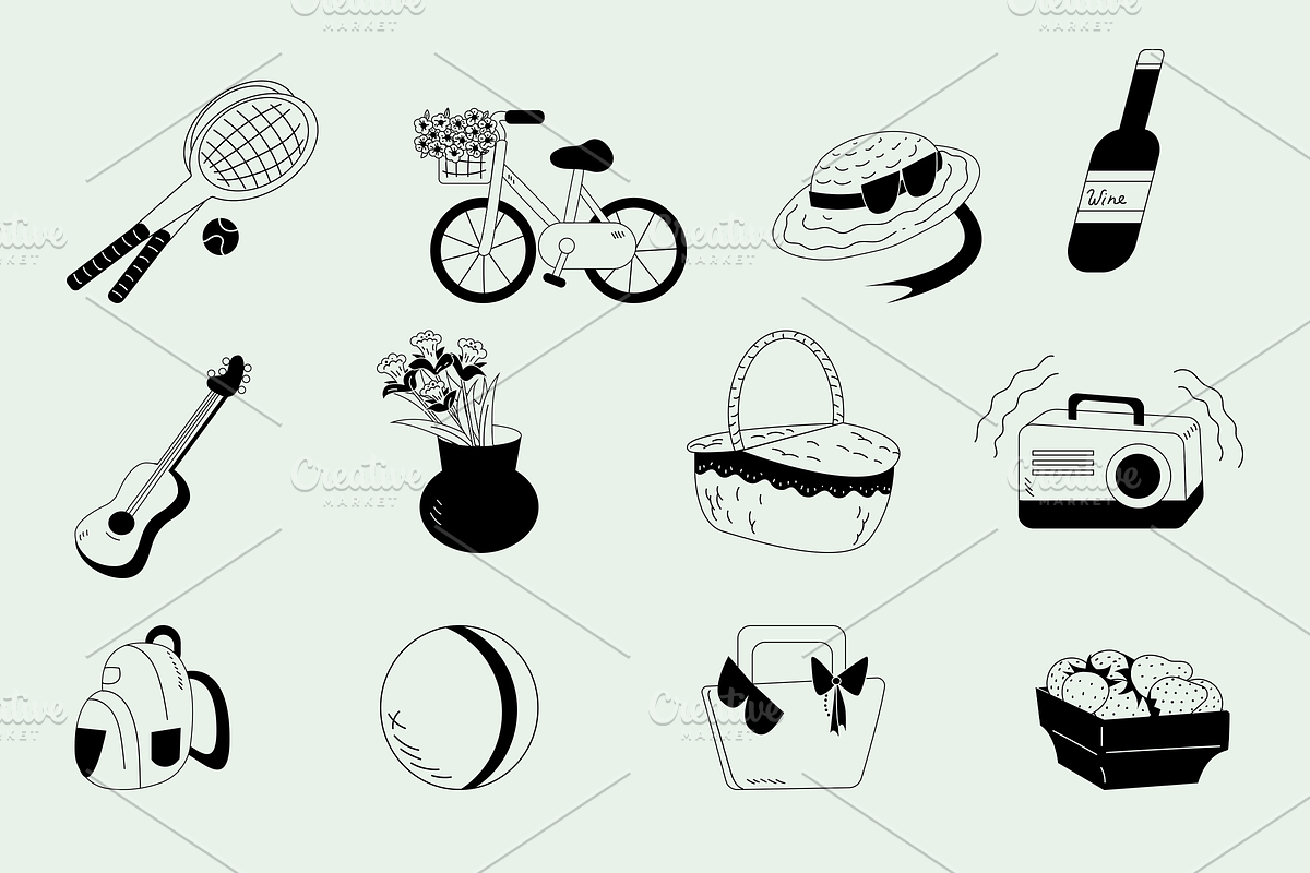 Summer Picnic. Line Graphic, a Person Illustration by Schumacher Shop (Photo 11 of 13)