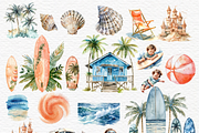 Retro surf clipart, wave border, a Decorative Illustration by Invite to Clipart (Thumbnail 2 of 4)