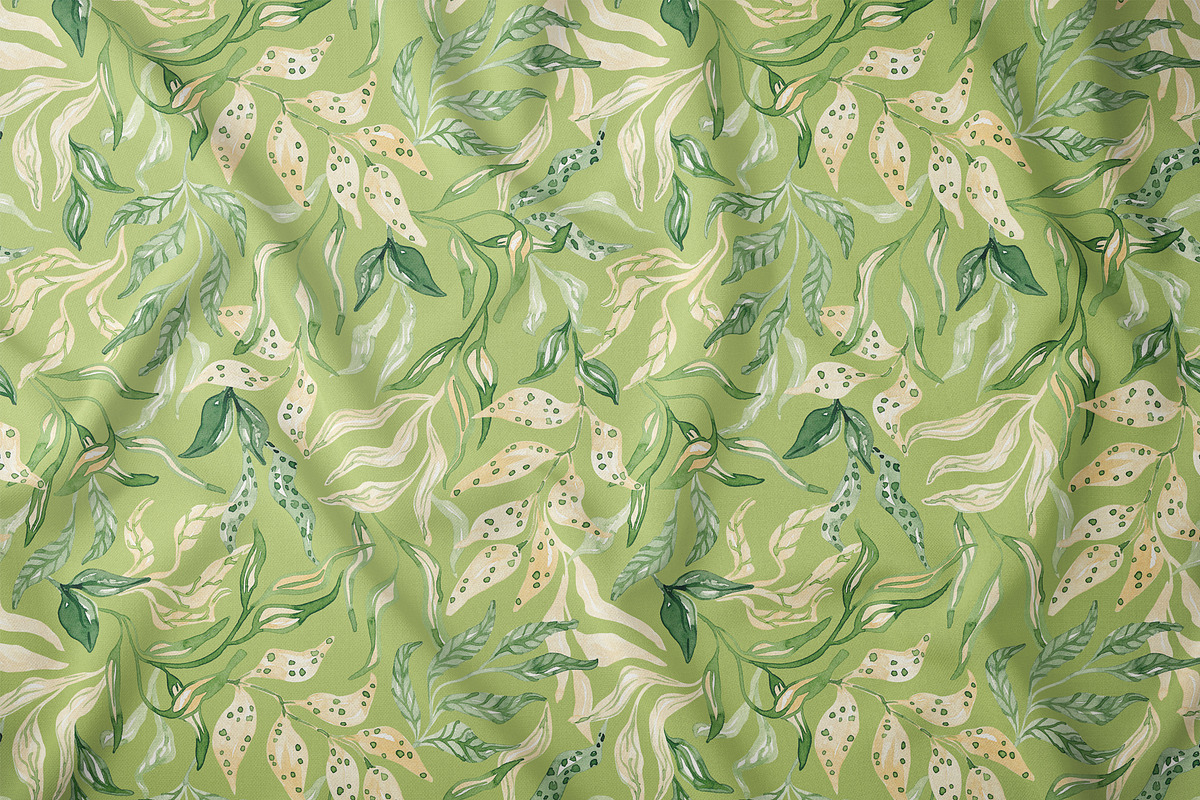 Watercolor Spring Foliage Pattern, a Pattern Graphic by SirenaArt (Photo 6 of 15)