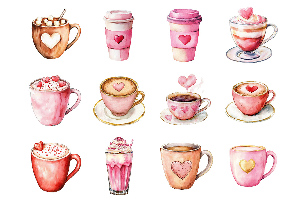Valentine's Day Coffee Cup Clipart, an Illustration by Design Market (Photo 2 of 3)