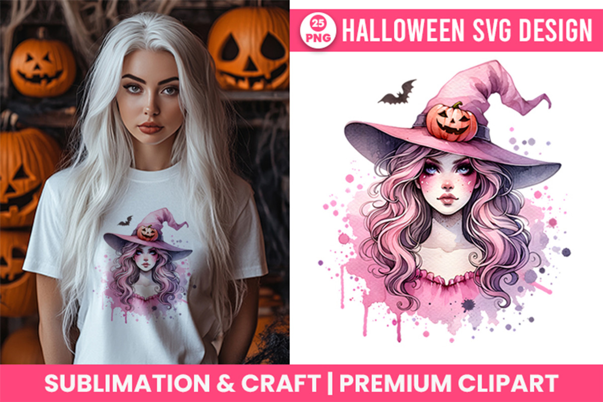 Watercolor Halloween Witch Clipart, a Seasonal Illustration by Creative Arslan (Photo 6 of 10)