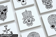 100 Decorative Vector Skulls, a Decorative Illustration by pixaroma (Thumbnail 2 of 37)
