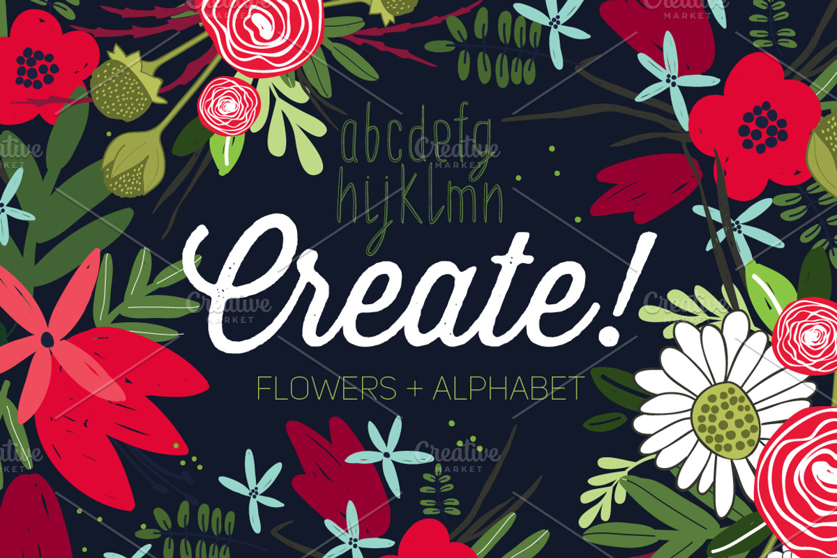 Flowers + Alphabet, a Decorative Illustration by YuliaBiser (Photo 1 of 9)