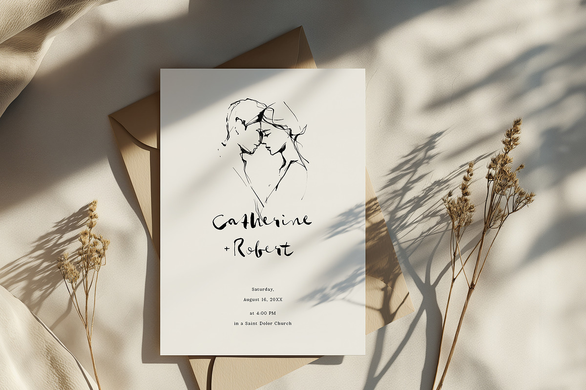 Romantic Ink Wedding Invitation Card