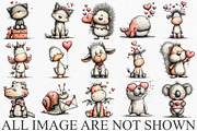 Animals Valentine Day Clipart, an Illustration by Canvas Craft (Thumbnail 3 of 6)