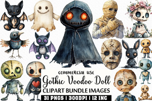 Halloween Gothic Voodoo Doll Clipart, an Illustration by Craft Nest