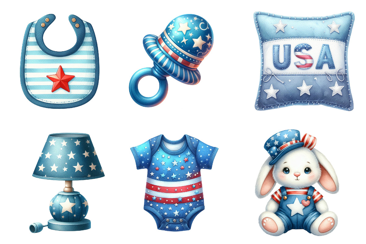 4th of July Blue Baby Nursery PNG, an Illustration by SinaCreation (Photo 3 of 5)