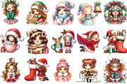 Cute Holiday Girls – Funny Christmas, an Illustration by Designking (Thumbnail 2 of 4)