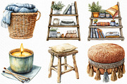 Watercolor Boho Interior Clipart, an Illustration by Craft Nest (Thumbnail 2 of 6)