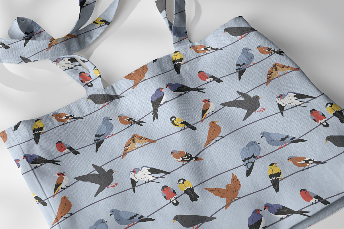 Birds sit on wires seamless patterns, a Pattern Graphic by Good Studio (Photo 7 of 7)