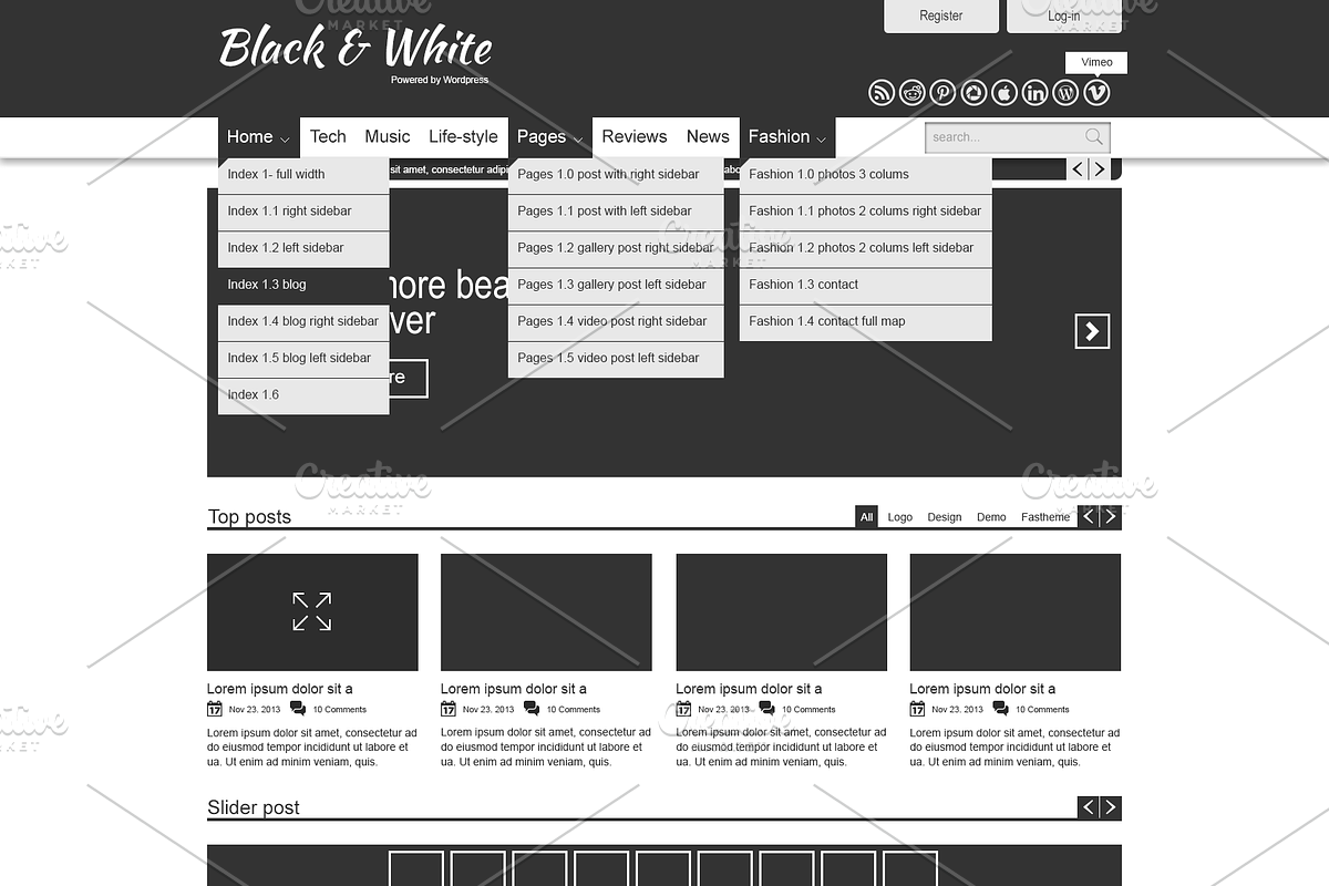 Black & White Psd Template, a Websites & App Template by Florin Chitic
