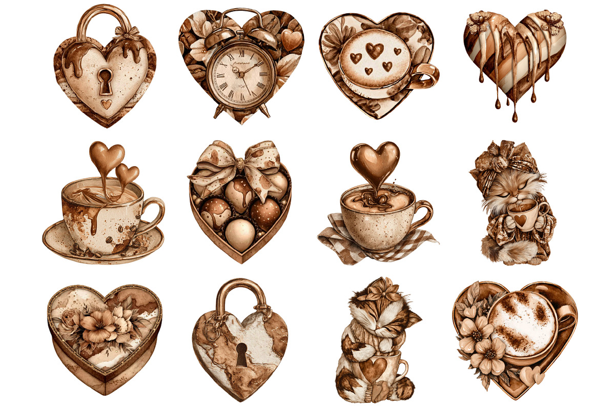 Mocha Valentine's Day Clipart, an Illustration by Design Market (Photo 3 of 3)