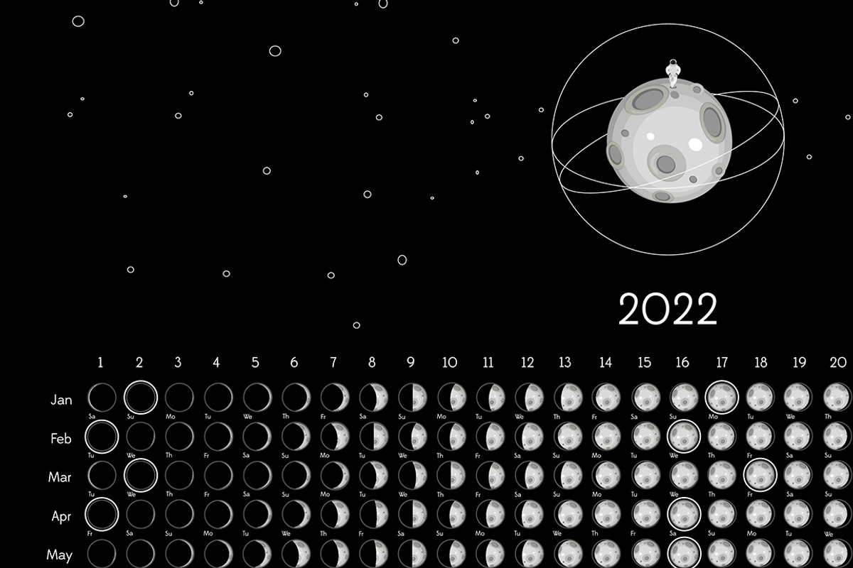 Clear Moon Calendar 2022, a Stationery Template by land art (Photo 8 of 9)