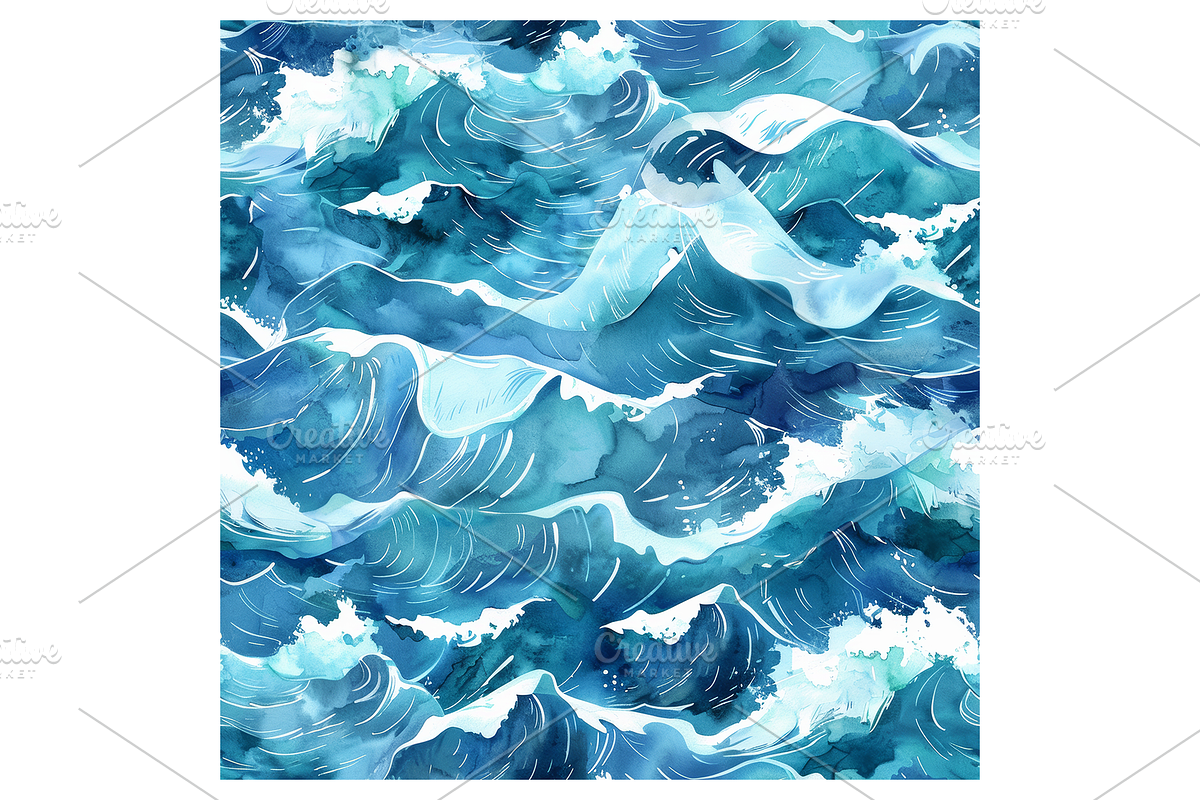 Watercolor Waves Digital Paper, a Pattern Graphic by Chromolume Studio (Photo 10 of 28)