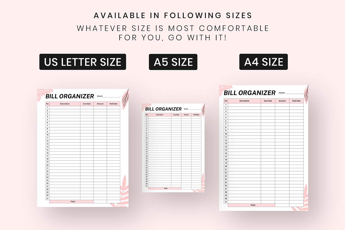 Monthly Bill Organizer Template, a Print Template by Snapybiz (Photo 2 of 10)