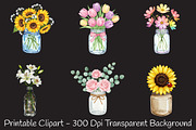 Flowers in Jar Sublimation Clipart, an Illustration by RobertsArt (Thumbnail 2 of 7)
