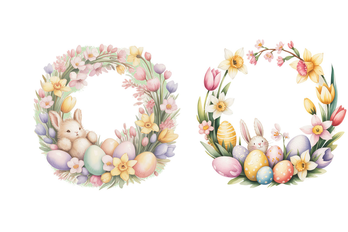 Happy easter watercolor frames, a Decorative Illustration by SketchArtStudio (Photo 3 of 3)