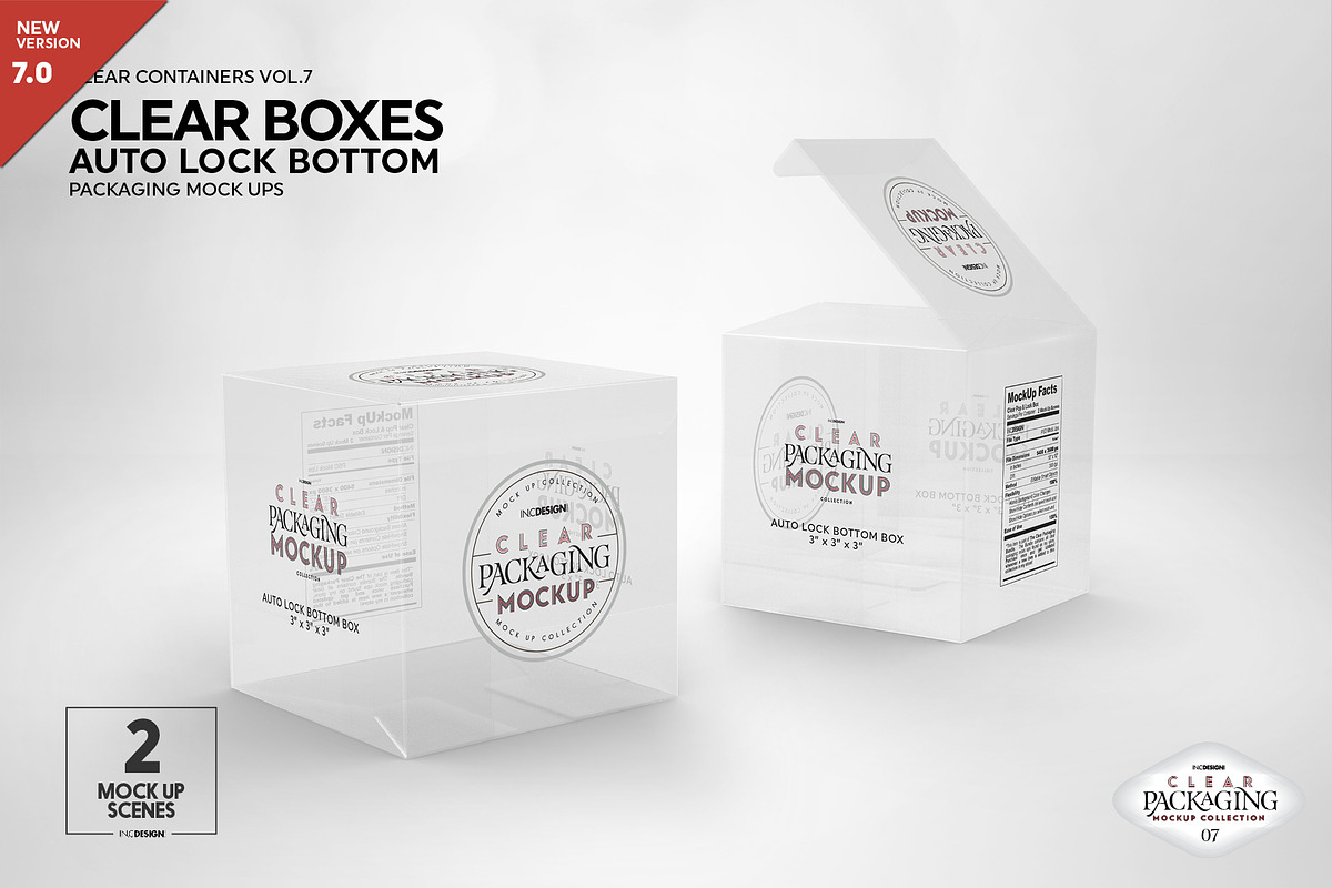 Clear Lock Bottom Boxes Mockup, a Cups & Container Mockup by INCDesign (Photo 1 of 9)