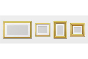 Gold photo frames collection on, an Object Illustration by art PVP - market