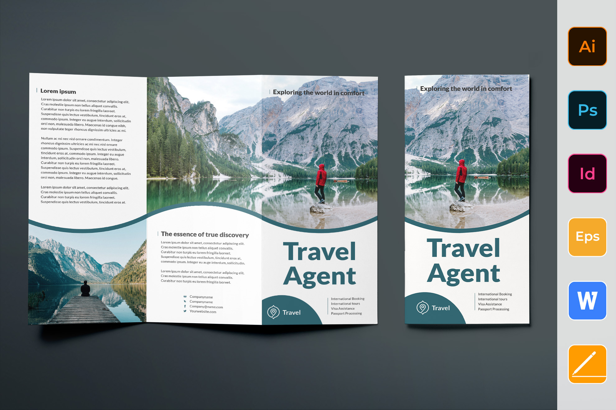 Trifold Brochure Travel Agency, a Brochure Template by TemplatesNow!