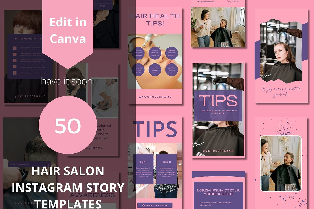 Hair Salon Story Canva Templates, a Templates & Theme by BoontenStudio (Photo 1 of 8)