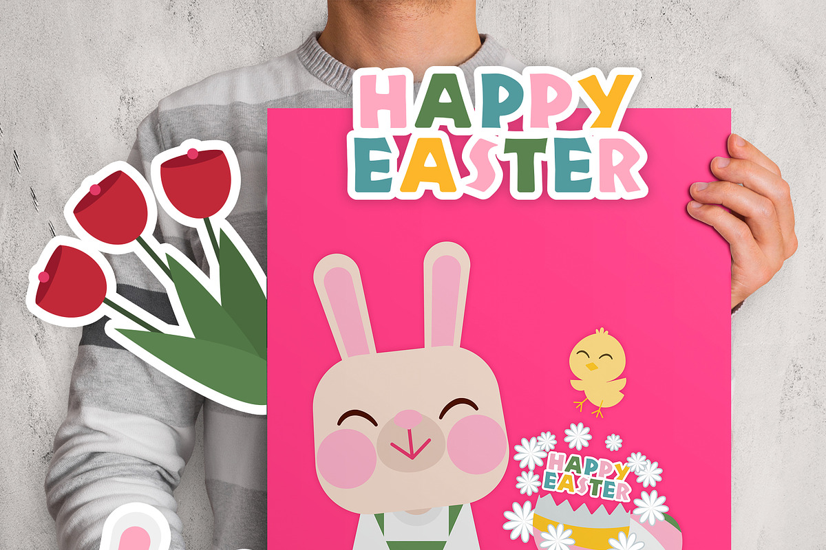 Happy Easter Digital Clipart, a Seasonal Illustration by Cozy Cat Design (Photo 3 of 3)