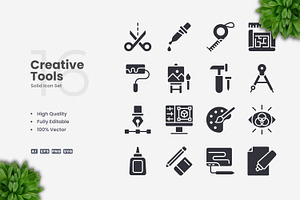 Creative Tools Solid Icons, an Icon by Upnowgraphic